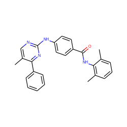 Cc1cnc(Nc2ccc(C(=O)Nc3c(C)cccc3C)cc2)nc1-c1ccccc1 ZINC000103243237