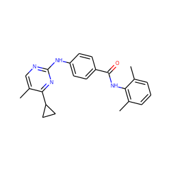 Cc1cnc(Nc2ccc(C(=O)Nc3c(C)cccc3C)cc2)nc1C1CC1 ZINC000103241181