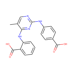 Cc1cnc(Nc2ccc(C(=O)O)cc2)nc1Nc1ccccc1C(=O)O ZINC000087613208