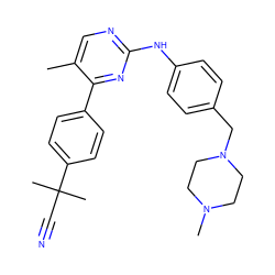 Cc1cnc(Nc2ccc(CN3CCN(C)CC3)cc2)nc1-c1ccc(C(C)(C)C#N)cc1 ZINC000084604875