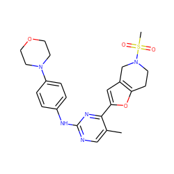 Cc1cnc(Nc2ccc(N3CCOCC3)cc2)nc1-c1cc2c(o1)CCN(S(C)(=O)=O)C2 ZINC000209400868