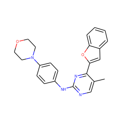 Cc1cnc(Nc2ccc(N3CCOCC3)cc2)nc1-c1cc2ccccc2o1 ZINC001772656999