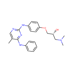 Cc1cnc(Nc2ccc(OC[C@H](O)CN(C)C)cc2)nc1Nc1ccccc1 ZINC000013538064