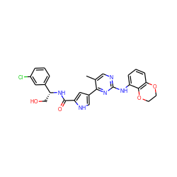 Cc1cnc(Nc2cccc3c2OCCO3)nc1-c1c[nH]c(C(=O)N[C@H](CO)c2cccc(Cl)c2)c1 ZINC000045285693