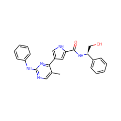 Cc1cnc(Nc2ccccc2)nc1-c1c[nH]c(C(=O)N[C@@H](CO)c2ccccc2)c1 ZINC000045258156