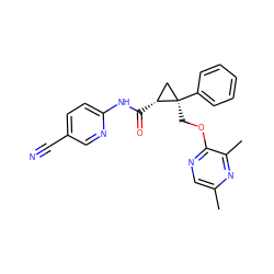 Cc1cnc(OC[C@@]2(c3ccccc3)C[C@H]2C(=O)Nc2ccc(C#N)cn2)c(C)n1 ZINC000204897574