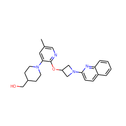 Cc1cnc(OC2CN(c3ccc4ccccc4n3)C2)c(N2CCC(CO)CC2)c1 ZINC000096168762