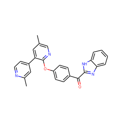 Cc1cnc(Oc2ccc(C(=O)c3nc4ccccc4[nH]3)cc2)c(-c2ccnc(C)c2)c1 ZINC000139476355