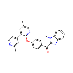 Cc1cnc(Oc2ccc(C(=O)c3nc4ccccc4n3C)cc2)c(-c2ccnc(C)c2)c1 ZINC000140043268