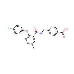 Cc1cnc(Oc2ccc(F)cc2)c(C(=O)NCc2ccc(C(=O)O)cc2)c1 ZINC001772589556