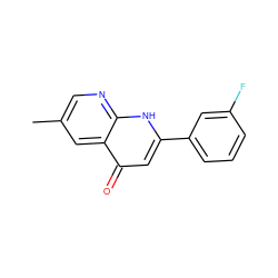 Cc1cnc2[nH]c(-c3cccc(F)c3)cc(=O)c2c1 ZINC000005503958