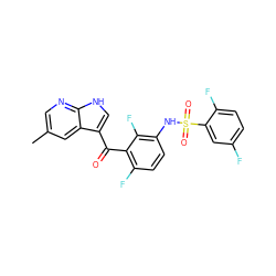 Cc1cnc2[nH]cc(C(=O)c3c(F)ccc(NS(=O)(=O)c4cc(F)ccc4F)c3F)c2c1 ZINC000113508202