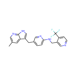 Cc1cnc2[nH]cc(Cc3ccc(NCc4cnccc4C(F)(F)F)nc3)c2c1 ZINC000117438532