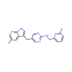 Cc1cnc2[nH]cc(Cc3cnc(NCc4cccc(C)n4)nc3)c2c1 ZINC000117427758