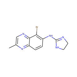 Cc1cnc2c(Br)c(NC3=NCCN3)ccc2n1 ZINC000026376820