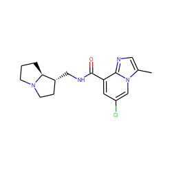 Cc1cnc2c(C(=O)NC[C@@H]3CCN4CCC[C@@H]34)cc(Cl)cn12 ZINC000013681105