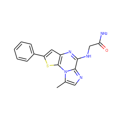 Cc1cnc2c(NCC(N)=O)nc3cc(-c4ccccc4)sc3n12 ZINC000028950742