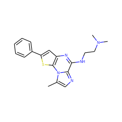 Cc1cnc2c(NCCN(C)C)nc3cc(-c4ccccc4)sc3n12 ZINC000028950736