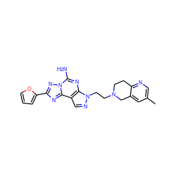 Cc1cnc2c(c1)CN(CCn1ncc3c1nc(N)n1nc(-c4ccco4)nc31)CC2 ZINC000038460221