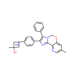 Cc1cnc2c(c1)OCn1c-2nc(-c2ccc(C3(N)CC(C)(O)C3)cc2)c1-c1ccccc1 ZINC000169703901