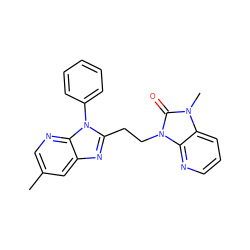 Cc1cnc2c(c1)nc(CCn1c(=O)n(C)c3cccnc31)n2-c1ccccc1 ZINC000169349809