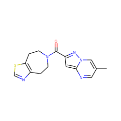 Cc1cnc2cc(C(=O)N3CCc4ncsc4CC3)nn2c1 ZINC000205121466