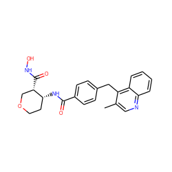 Cc1cnc2ccccc2c1Cc1ccc(C(=O)N[C@@H]2CCOC[C@@H]2C(=O)NO)cc1 ZINC000028821967