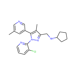 Cc1cncc(-c2c(C)c(CNC3CCCC3)nn2-c2ncccc2Cl)c1 ZINC000040957022