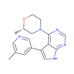 Cc1cncc(-c2c[nH]c3ncnc(N4CCO[C@@H](C)C4)c23)c1 ZINC000224884945