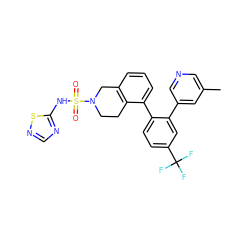 Cc1cncc(-c2cc(C(F)(F)F)ccc2-c2cccc3c2CCN(S(=O)(=O)Nc2ncns2)C3)c1 ZINC000147520399
