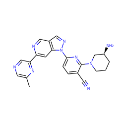 Cc1cncc(-c2cc3c(cn2)cnn3-c2ccc(C#N)c(N3CCC[C@H](N)C3)n2)n1 ZINC000216480818