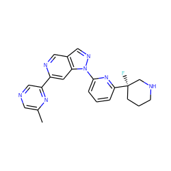 Cc1cncc(-c2cc3c(cn2)cnn3-c2cccc([C@]3(F)CCCNC3)n2)n1 ZINC000224884760