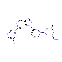 Cc1cncc(-c2cc3c(cn2)cnn3-c2cccc(N3C[C@@H](N)C[C@H](F)C3)n2)n1 ZINC000211056020