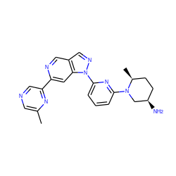 Cc1cncc(-c2cc3c(cn2)cnn3-c2cccc(N3C[C@H](N)CC[C@@H]3C)n2)n1 ZINC000211050404