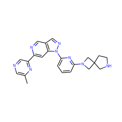 Cc1cncc(-c2cc3c(cn2)cnn3-c2cccc(N3CC4(CCNC4)C3)n2)n1 ZINC000211007761