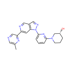 Cc1cncc(-c2cc3c(cn2)cnn3-c2cccc(N3CCC[C@@H](O)C3)n2)n1 ZINC000224849762