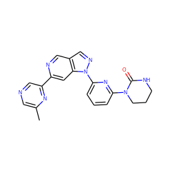 Cc1cncc(-c2cc3c(cn2)cnn3-c2cccc(N3CCCNC3=O)n2)n1 ZINC000224862700