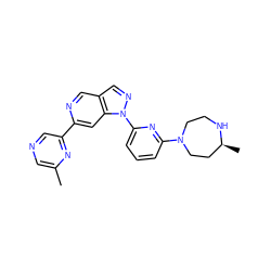 Cc1cncc(-c2cc3c(cn2)cnn3-c2cccc(N3CCN[C@@H](C)CC3)n2)n1 ZINC000211053422