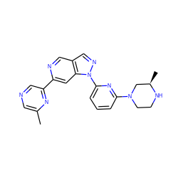 Cc1cncc(-c2cc3c(cn2)cnn3-c2cccc(N3CCN[C@H](C)C3)n2)n1 ZINC000211050335