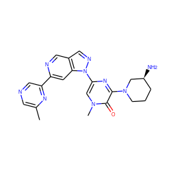 Cc1cncc(-c2cc3c(cn2)cnn3-c2cn(C)c(=O)c(N3CCC[C@H](N)C3)n2)n1 ZINC000211017334