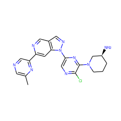 Cc1cncc(-c2cc3c(cn2)cnn3-c2cnc(Cl)c(N3CCC[C@H](N)C3)n2)n1 ZINC000216482725