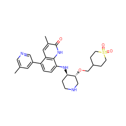 Cc1cncc(-c2ccc(N[C@@H]3CCNC[C@H]3OCC3CCS(=O)(=O)CC3)c3[nH]c(=O)c(C)cc23)c1 ZINC000263620682