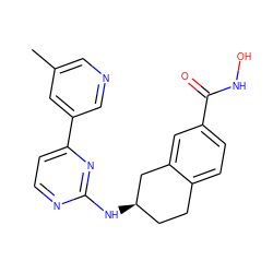 Cc1cncc(-c2ccnc(N[C@@H]3CCc4ccc(C(=O)NO)cc4C3)n2)c1 ZINC000113850338