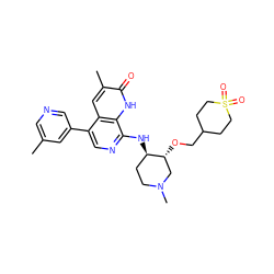 Cc1cncc(-c2cnc(N[C@@H]3CCN(C)C[C@H]3OCC3CCS(=O)(=O)CC3)c3[nH]c(=O)c(C)cc23)c1 ZINC000473096833