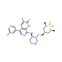 Cc1cncc(-c2cnc(N[C@@H]3CCNC[C@H]3OC[C@@H]3C[C@H](C)S(=O)(=O)[C@H](C)C3)c3[nH]c(=O)c(C)cc23)c1 ZINC000473109476