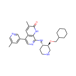 Cc1cncc(-c2cnc(N[C@H]3CCNC[C@@H]3OCC3CCCCC3)c3[nH]c(=O)c(C)cc23)c1 ZINC000473090265