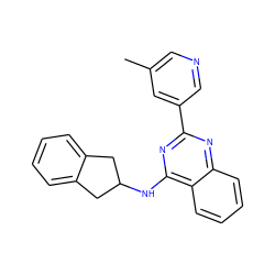 Cc1cncc(-c2nc(NC3Cc4ccccc4C3)c3ccccc3n2)c1 ZINC001772576406