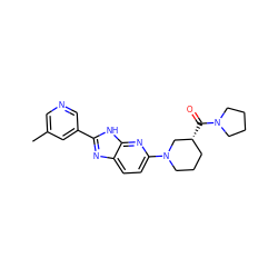 Cc1cncc(-c2nc3ccc(N4CCC[C@@H](C(=O)N5CCCC5)C4)nc3[nH]2)c1 ZINC001772651755