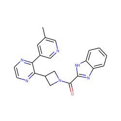 Cc1cncc(-c2nccnc2C2CN(C(=O)c3nc4ccccc4[nH]3)C2)c1 ZINC000140200345