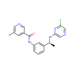 Cc1cncc(C(=O)Nc2cccc([C@H](C)Nc3cncc(Cl)n3)c2)c1 ZINC000040898391